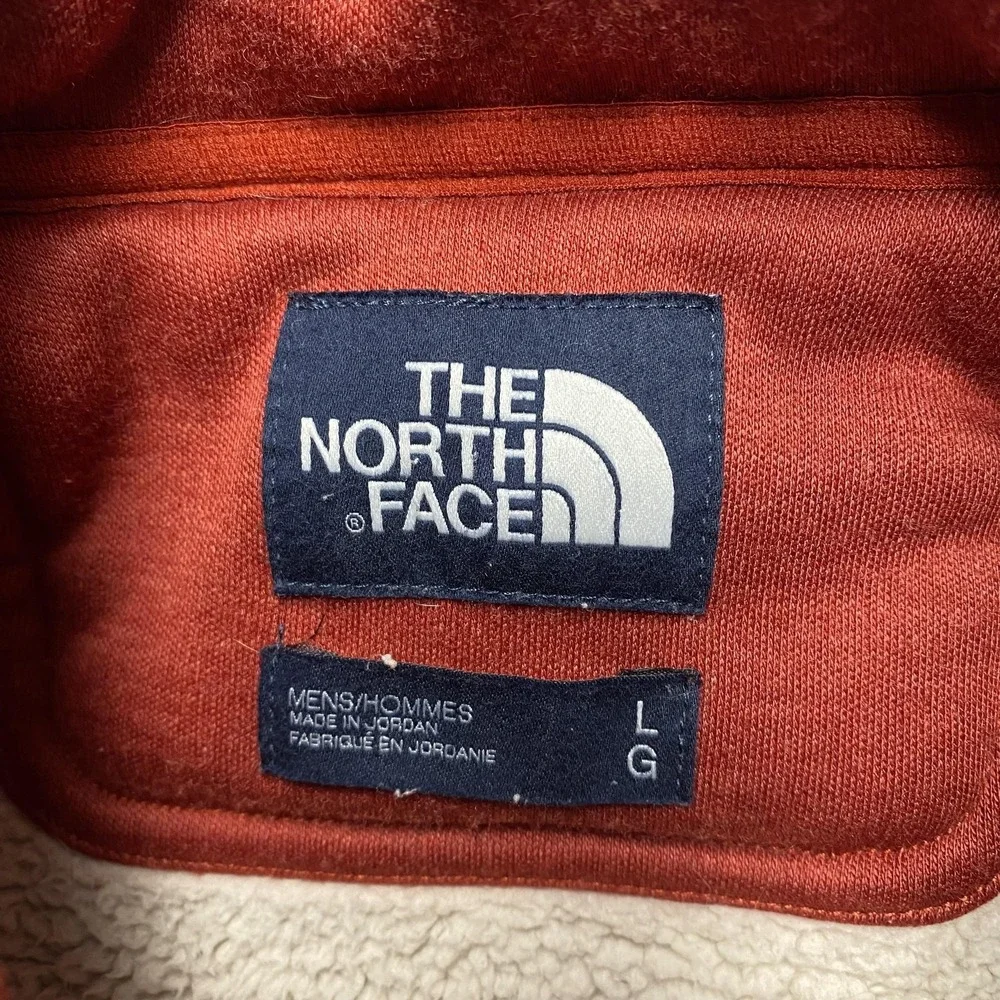 The North Face Sweater Fleece Pullover Mens Large Red Snap‎ Neck Zip Pockets